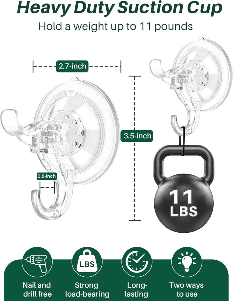 AENTGIU 10 Pack Clear Suction Cup Wreath Hanger, Heavy Duty Shower Suction Cup Hooks with Adhesive Suction Tab, Removable Strong Front Door Hooks for Hanging Wreath Ideal for Glass, Windows, Doors - Image 2